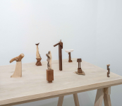 edge of table and sculptures